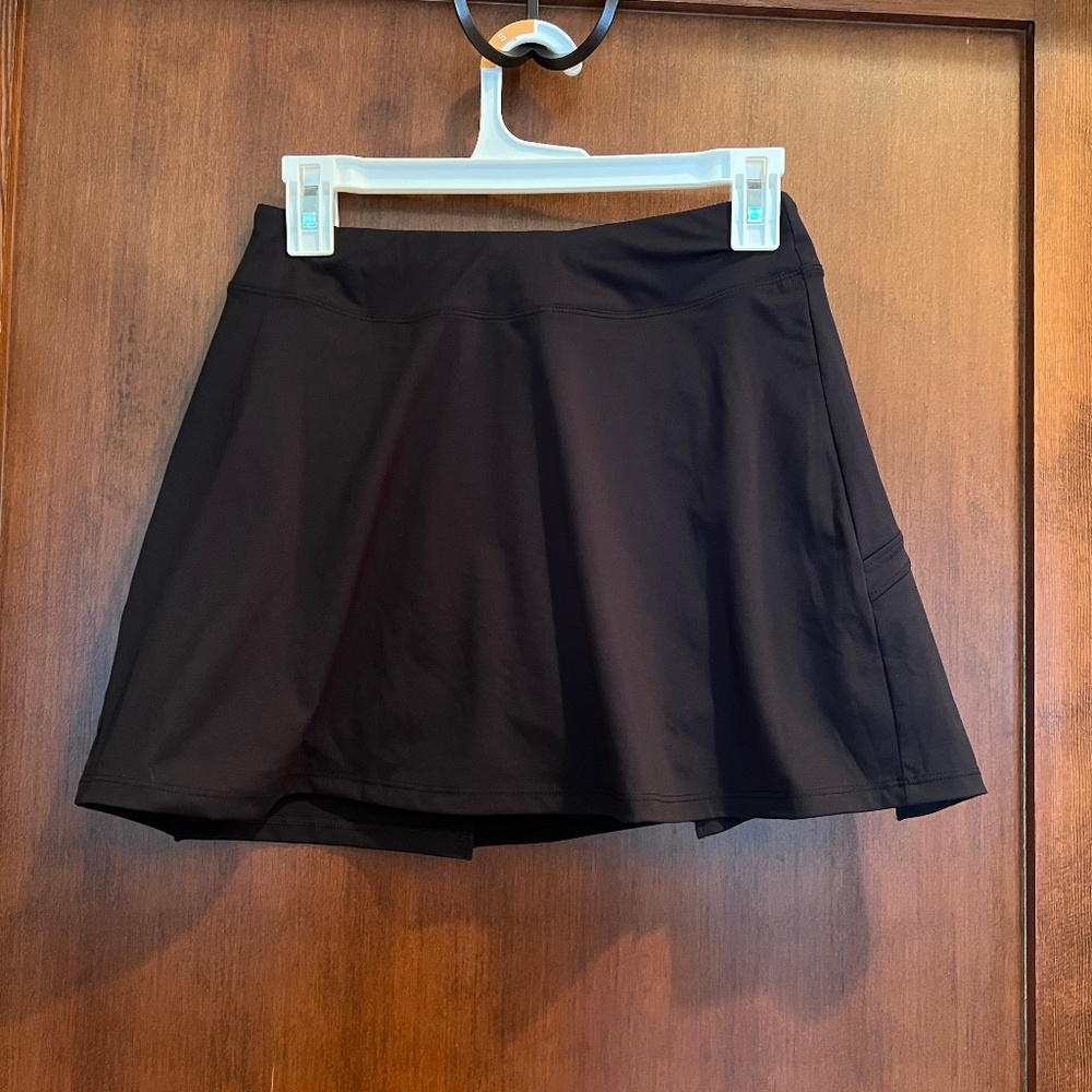 TSLA Black Tennis Skirt with Built-in Shorts, Size small